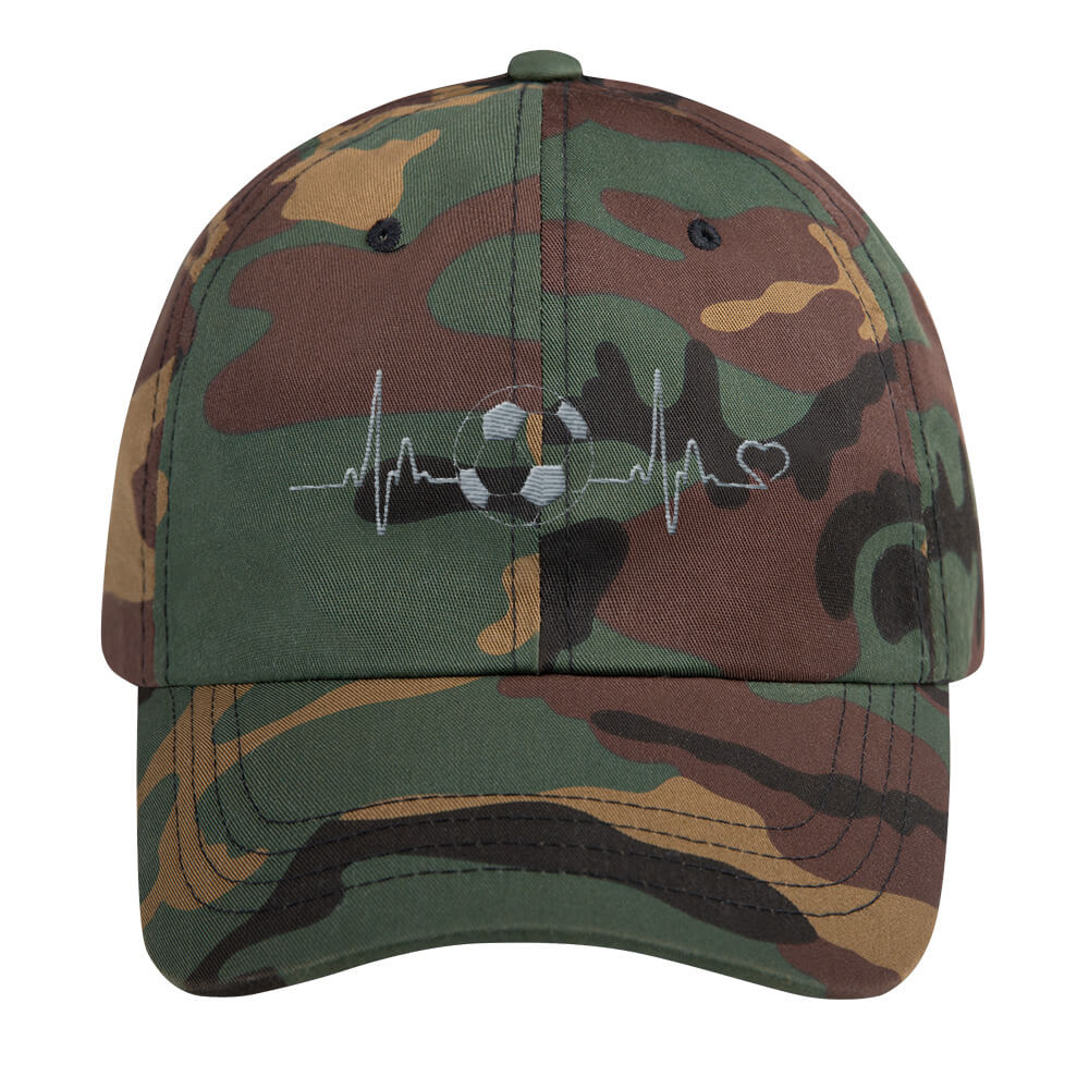 Embroidered Dad Cap Soccer In My Heart Green Camo
