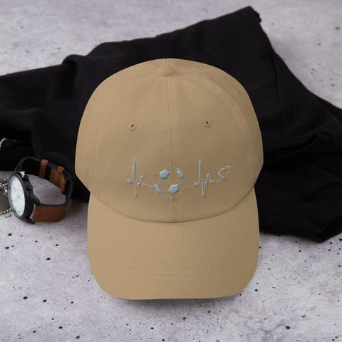 Embroidered Dad Cap Soccer In My Heart Khaki