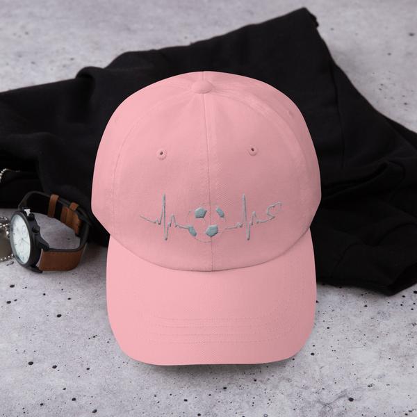 Embroidered Dad Cap Soccer In My Heart Pink