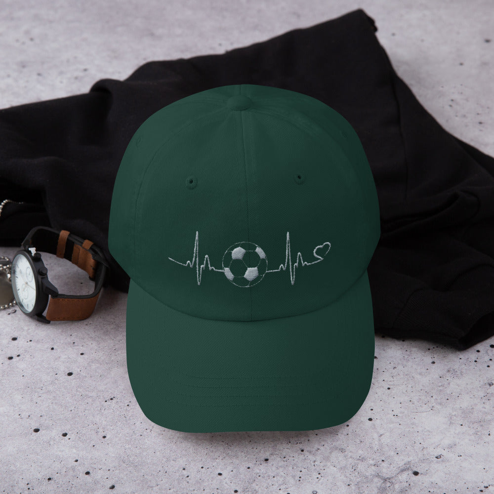 Embroidered Dad Cap Soccer In My Heart Spruce