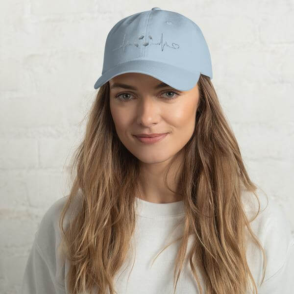 Embroidered Dad Cap Soccer In My Heart Light Blue