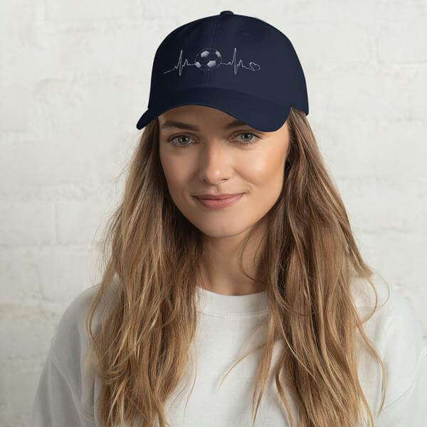 Embroidered Dad Cap Soccer In My Heart Navy